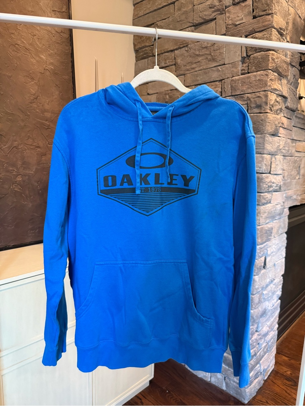 Oakley Men's Bright Blue Pullover Hoodie with Black Logo